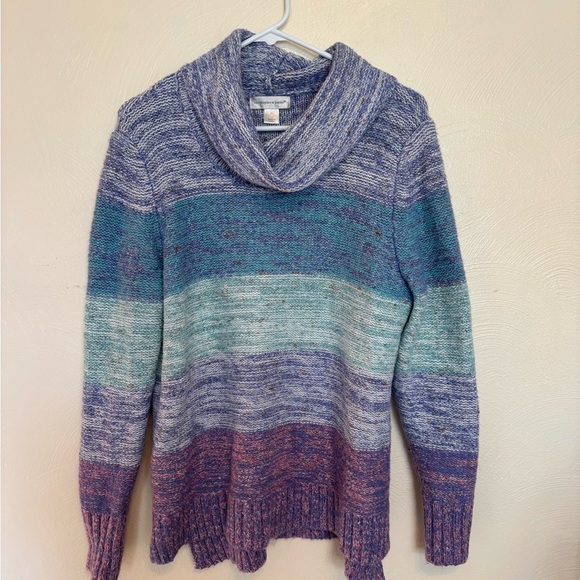 Christopher & Banks XL Cowl Neck Knit Sweater | Multicolor Cozy Fall Pullover - Picture 1 of 8